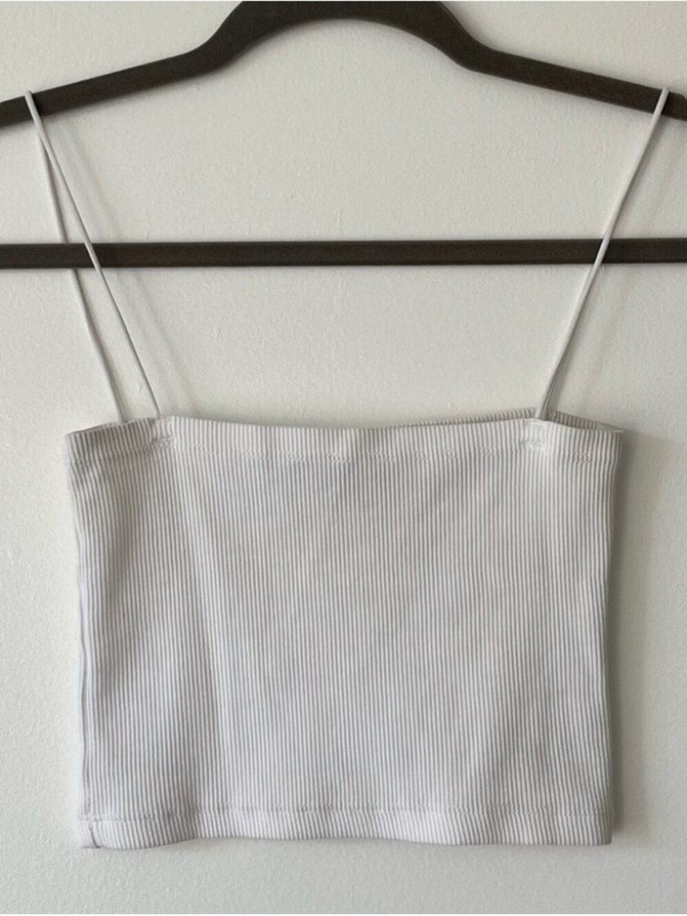 White Ribbed Cropped Tank Top